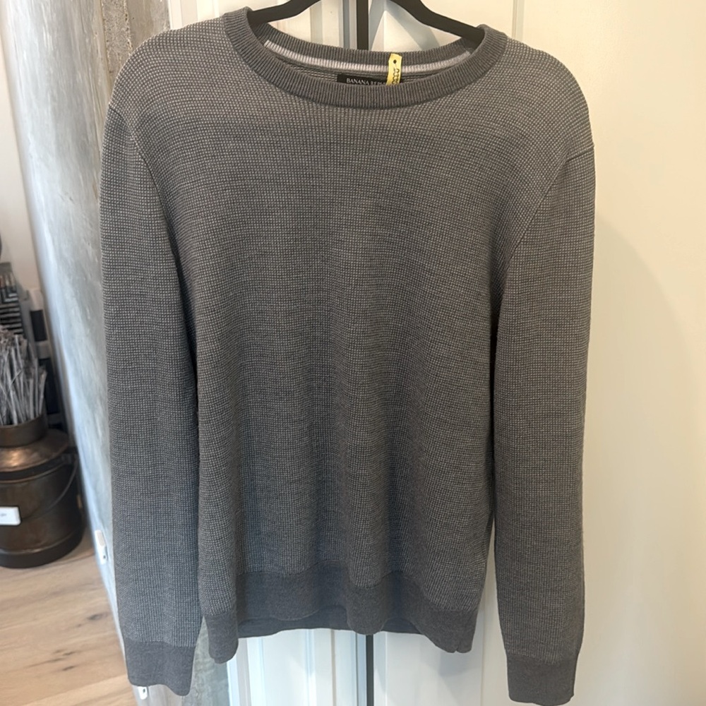 BANANA REPUBLIC MENS MEDIUM GREY ITALIAN MORENO CREWNECK SWEATER